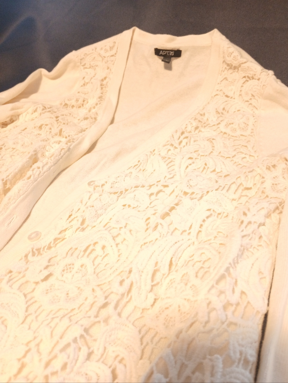 Apt. 9 Women's Lace Front Cream Cardigan